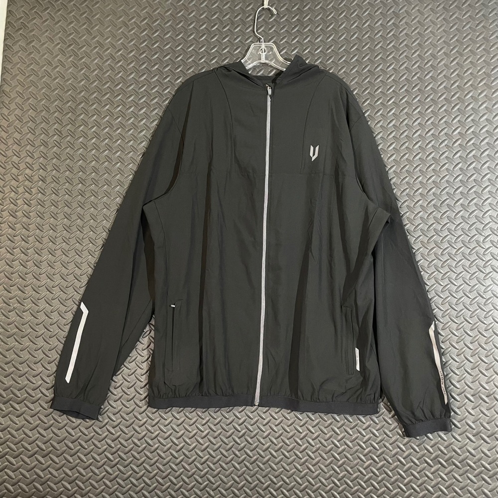 Iron Joc Men's Size XL Black Full Zip Hooded Lightweight Running Jacket